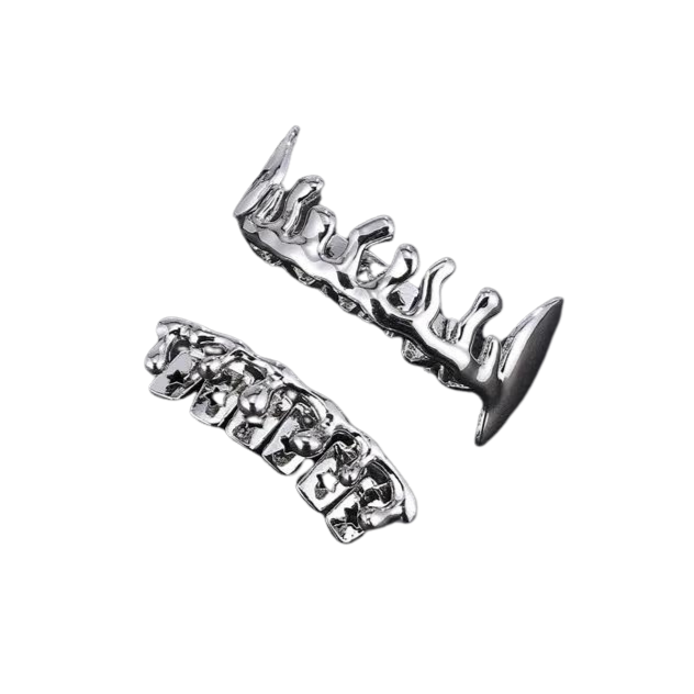 Hip Hop Dripping Star Grillz Set Silver Tone