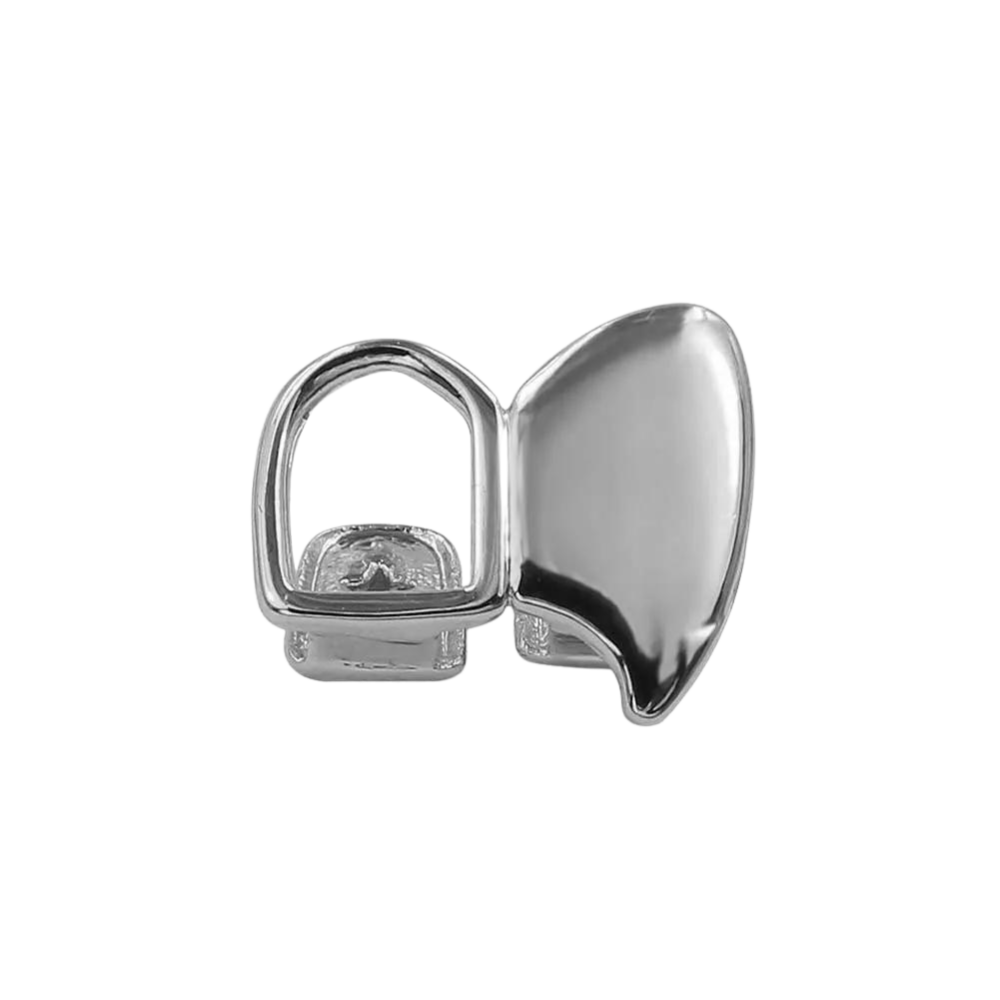 Silver Two-Tooth Open-Face & Cap Grillz