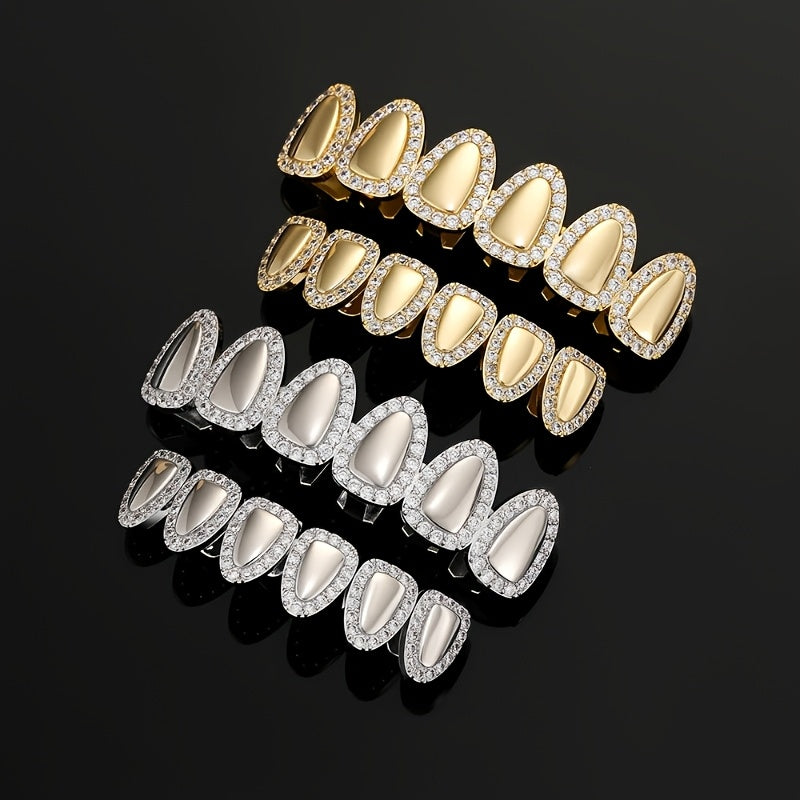 Grillz Full Set Teardrop Iced Border Solid Center