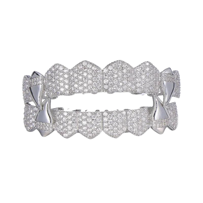 Grillz Full Set Diamond Pave Vampire Fangs